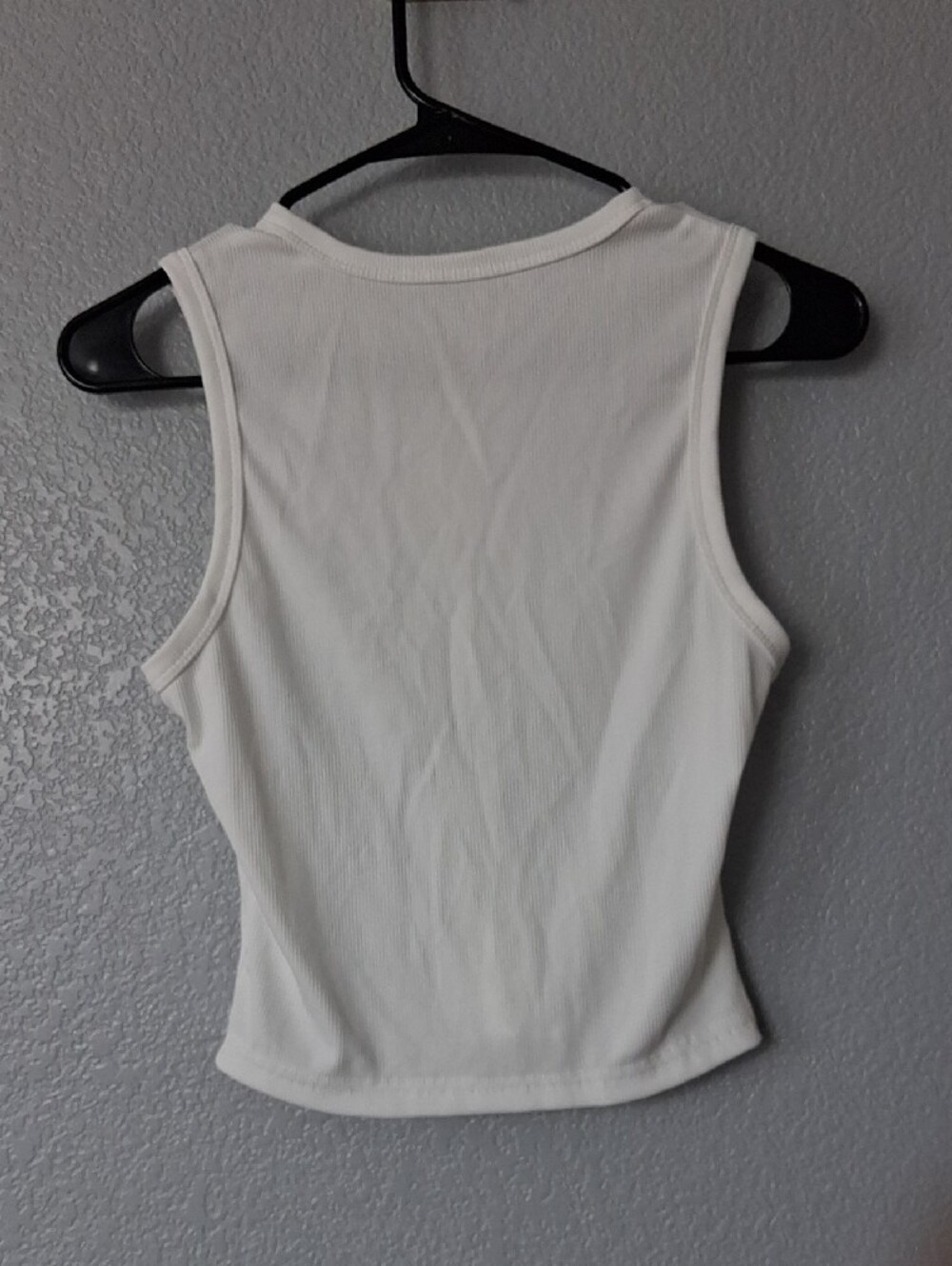 White Ribbed Button-Back Tank Top - Picture 2 of 3
